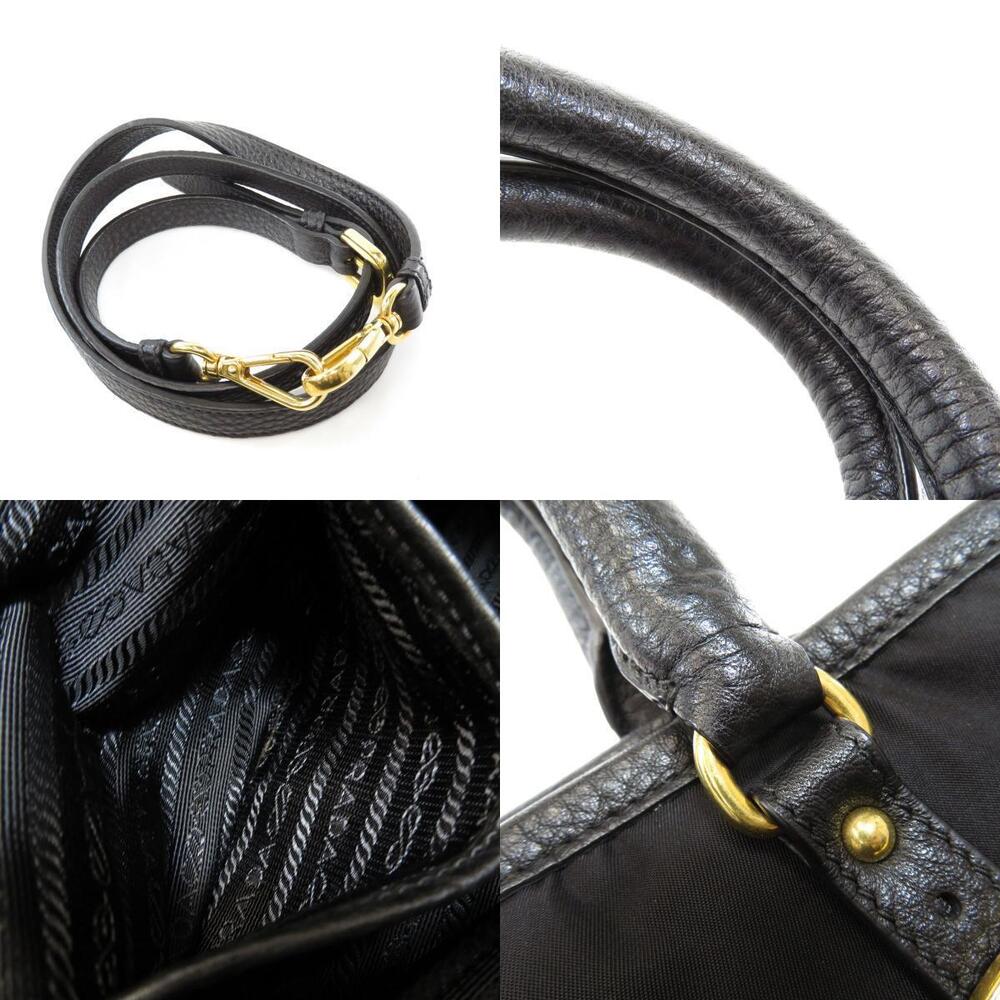 Prada Tessuto Vitello Daino leather tote Shoulder bag Black - Picture 8 of 11